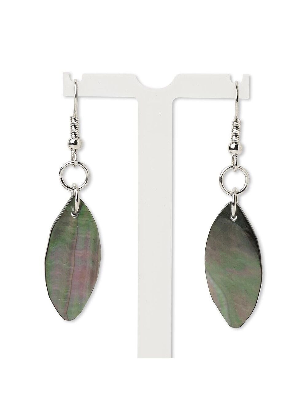 Handcrafted Natural Organic Black Lip Shell Marquise Minimalist Pendant Earrings